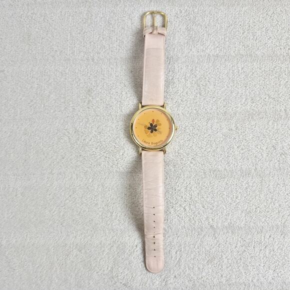 Laura Biagiotti Womens Swiss Quartz Watch Pink Leather Gold Floral 37mm Read* - Picture 4 of 16
